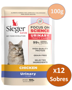 Sieger - Pouch Cat Urinary Chicken 100g Caja 12 Unid