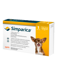 Comprimido Simparica Perro 1.3 a 2.5 Kg (Amarillo)