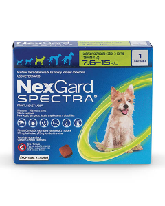 Nexgard Spectra 7.6-15kg Pulgas, Garrapatas y Parasitos Internos