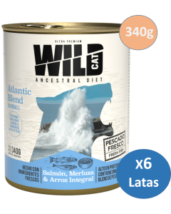 Sieger - Wild Latas Cat Ad "Hairball" Salmón, Merluza & Arroz Integral 340g